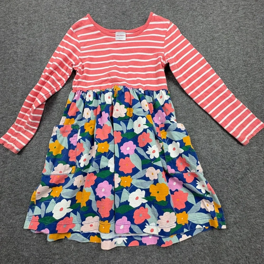 Hanna Andersson‎ Girls 5 Floral Stripe Pocket Dress  Cottagecore Kids Whimsical